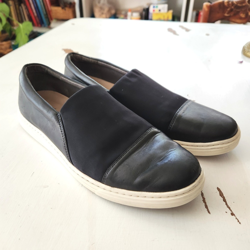 Via Spiga Black Leather‎ Slip On Sneakers Women's US 8 Casual Comfort